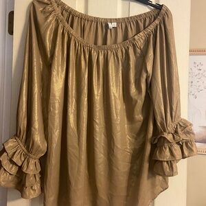 Gold ruffle sleeve blouse